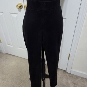 Black Pull-on Women's Pants With Gray Dots Along Side Pant Leg